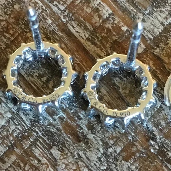 Authentic Tiffany & Co. Open Circle Platinum Diamond Stud Earrings - Picture 10 of 16